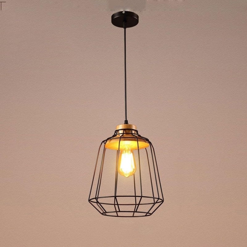 Lampa w stylu skandynawskim, prosty żyrandol z długiego żelaza, żyrandol do kabiny restauracyjnej z pojedynczą głowicą z ciepłym światłem E27