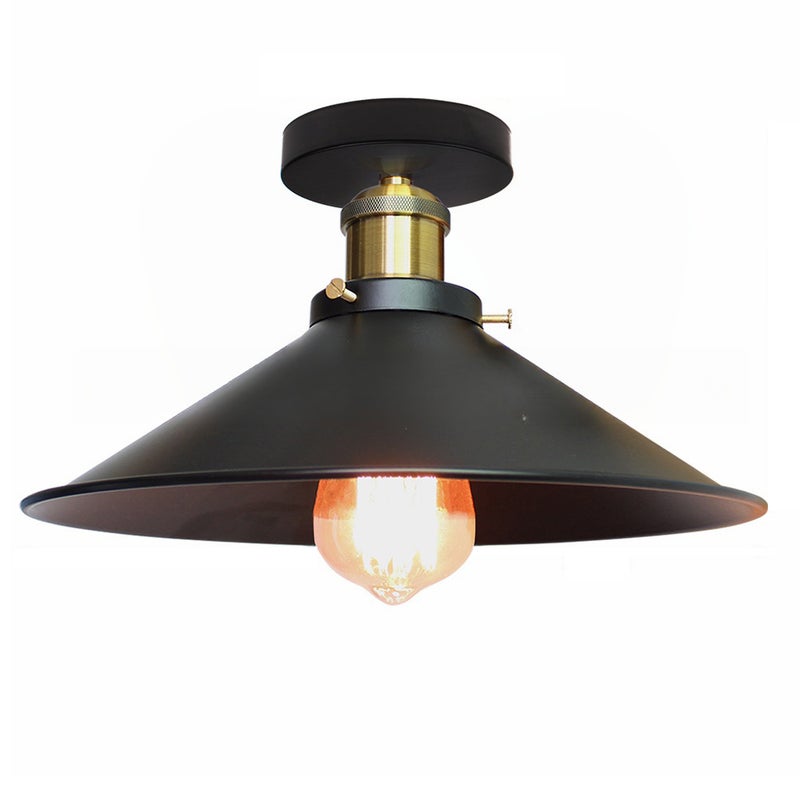 Plafon w stylu industrialnym, retro żyrandole metalowe, lampy wiszące LED, wysokiej jakości plafon, φ30 cm (czarno-złoty)