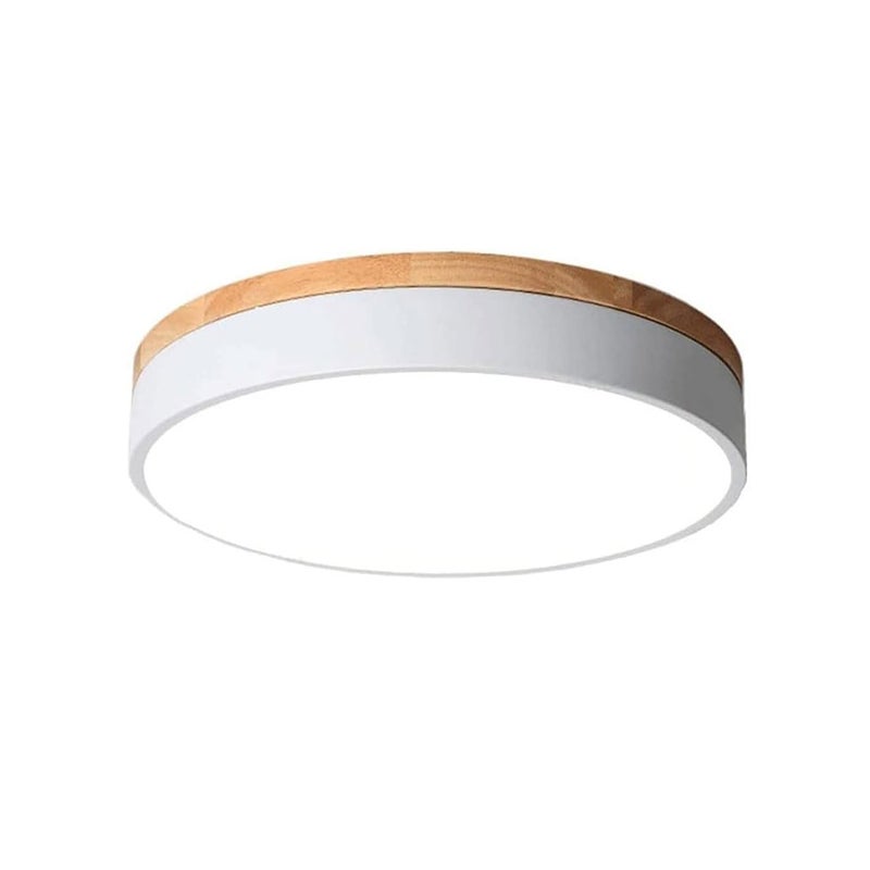 Biały plafon LED, nowoczesny okrągły plafon, lampa na balkon, do sypialni, plafon do korytarza, 30 cm, 24 W (ciepłe światło)