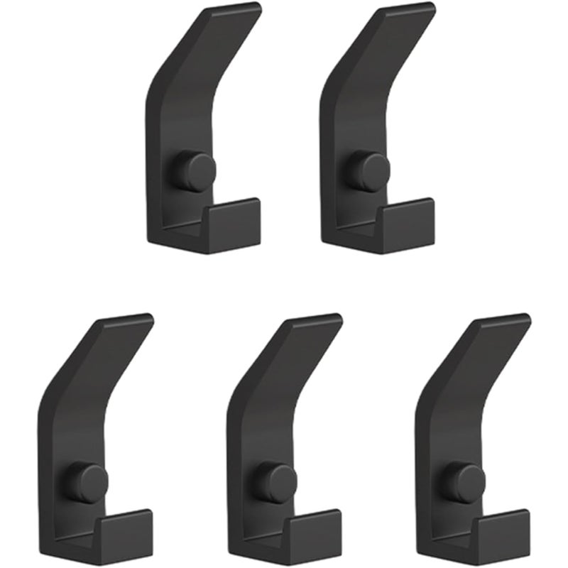 Wytrzymałe haki ścienne, 5 sztuk metalowych wieszaków na ubrania ze śrubami, podwójny wieszak na ręczniki, wieszaki ścienne na ubrania - czarne