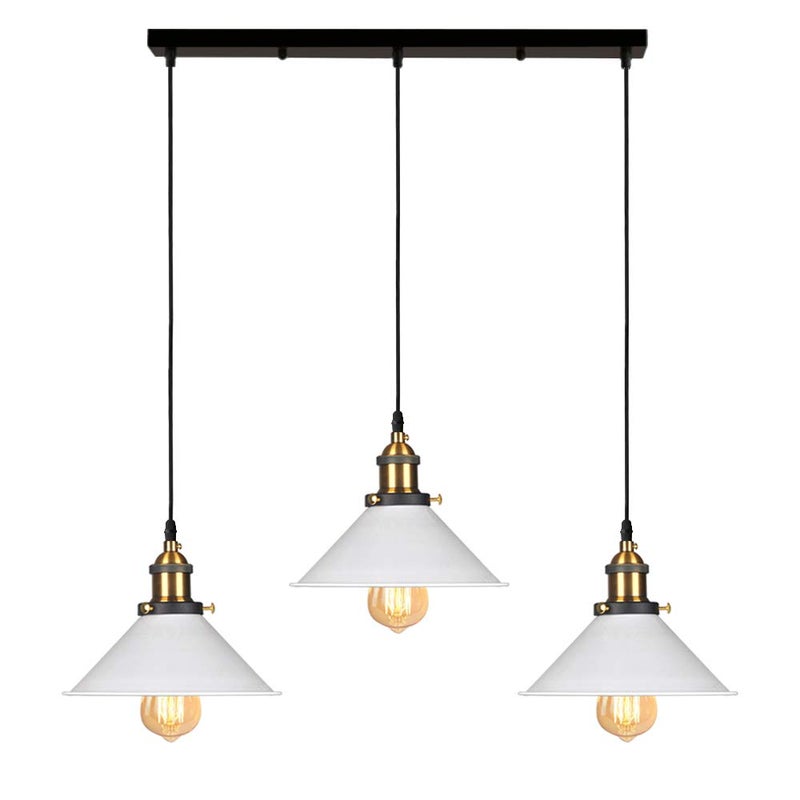 przemysłowe lampy wiszące metalowa lampa sufitowa regulowana długość zawieszenia biała odpowiednia do kuchni i jadalni żarówka nie jest dołączona