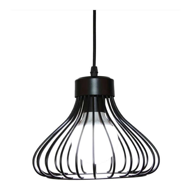 Lampa Wisząca Industrialna Retro E27 Plafon Klatka Metalowy Klosz do Salonu Sypialni Bar Czarny