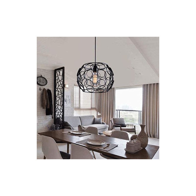 Kreatywna lampa wisząca z ażurowego żelaza gwint styl retro industrialny W K lampa sufitowa do kuchni i sypialni idealna do restauracji i baru