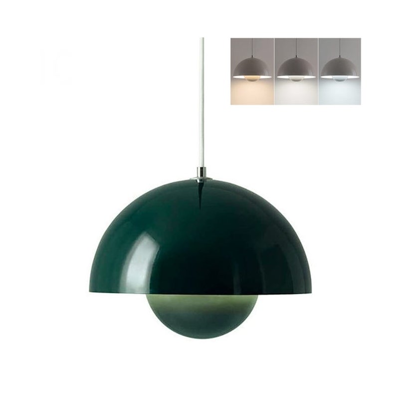 Lustre, nowoczesna lampa wisząca, plafon z żarówką, oświetlenie dekoracyjne do wnętrz, 3 temperatury barwowe, 23 cm (zielony)