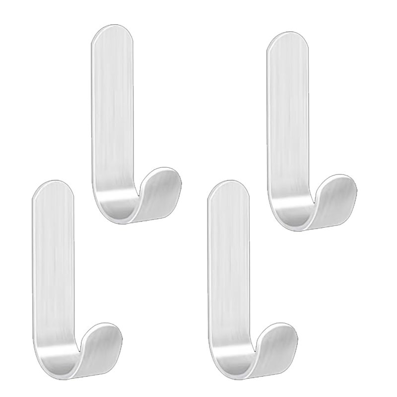 Samoprzylepne haczyki ze stali nierdzewnej - 4 szt. Samoprzylepne haczyki ścienne, wieszak na ręczniki do kuchni, łazienki, na balkony