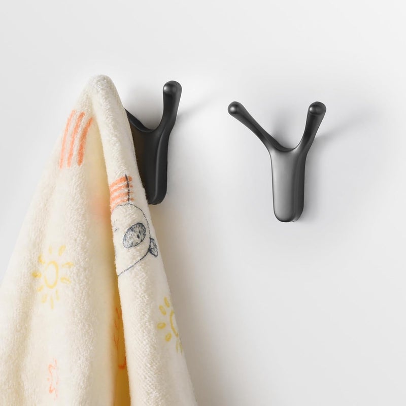 Zestaw 5 czarnych wieszaków na ręczniki do łazienki, kuchni i garażu, wieszak na ubrania w kształcie litery Y, montaż na ścianie, łatwy w montażu
