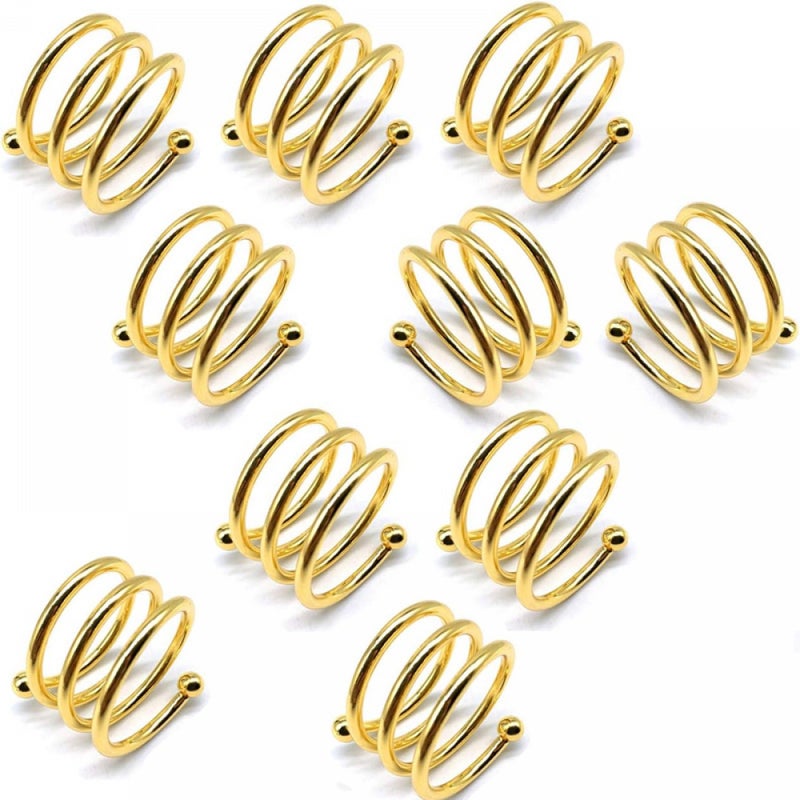 Zestaw 10 grubszych rondów na ręczniki, uchwyty na ręczniki do stołów restauracyjnych, idealne na wesela i kolacje (złote)