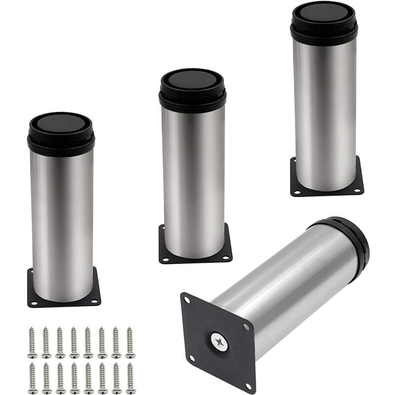 4 sztuki regulowanych nóg meblowych 15 cm metalowych do stołu, krzesła, szafy, łóżka z śrubami.