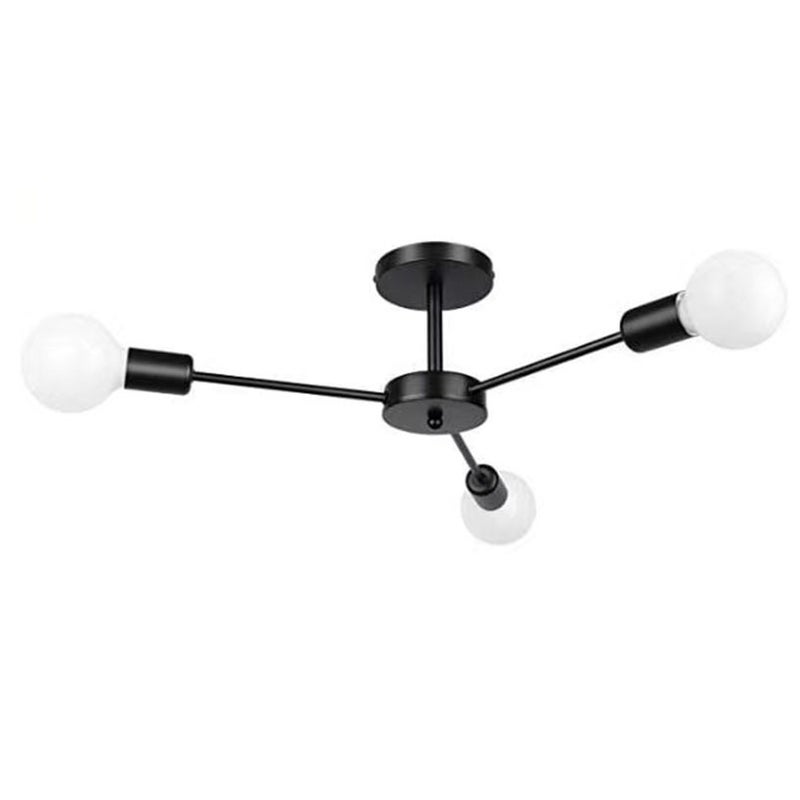 Lampa sufitowa Sputnik, czarna E27, nowoczesna lampa sufitowa z 3 głowicami, industrialna metalowa oprawa, vintage żyrandol (żarówka nie dołączona)