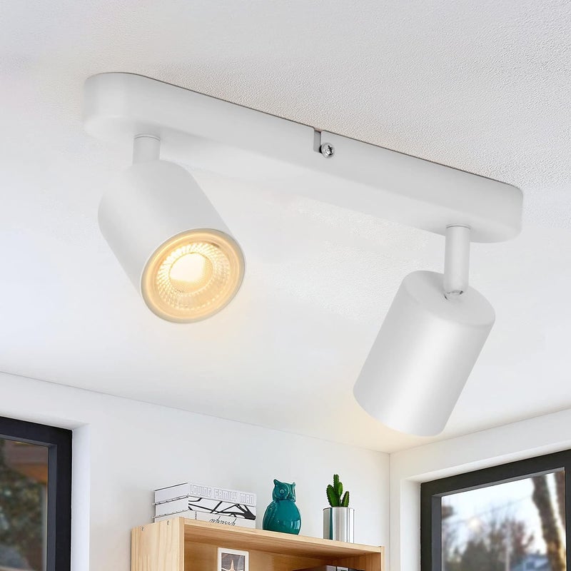 2 plafonniers GU10, spot orientable, plafonniers modernes, adaptés au salon, couloir, chambre à coucher, blanc (sans ampoule)