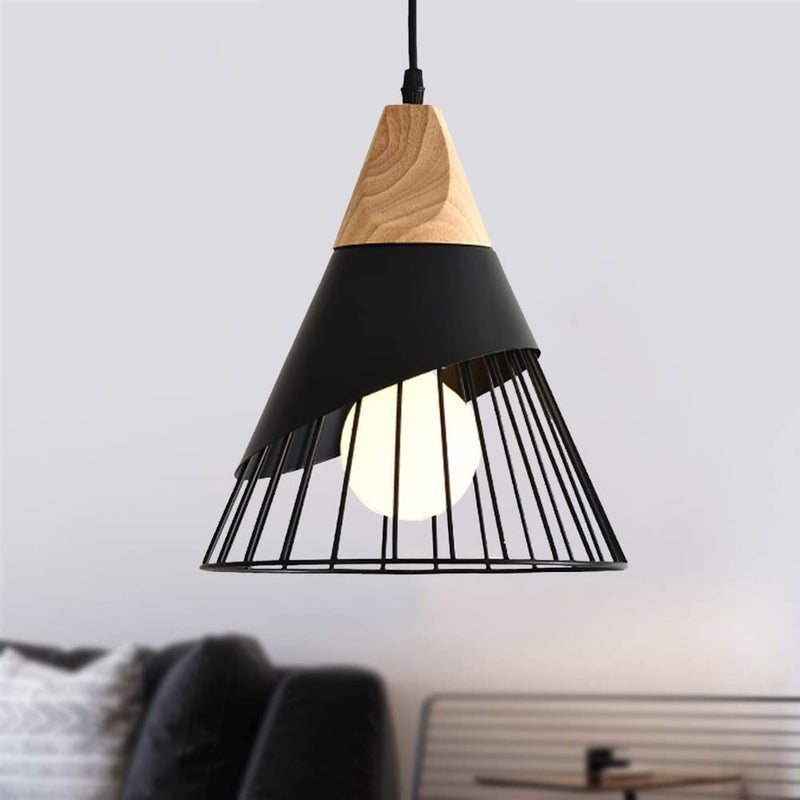 Retro żyrandol E27, regulowana wysokość 150 cm, bez źródła światła, idealny do sypialni, kuchni, salonu lub korytarza (czarny)