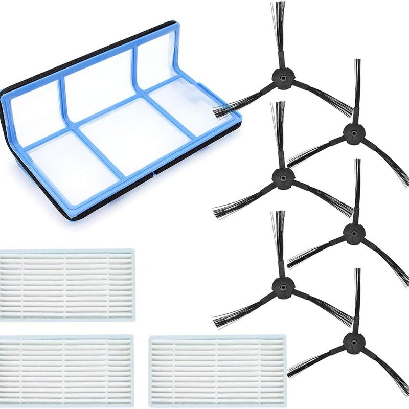 Zestaw akcesoriów do odkurzacza ILIFE V3 V3s V5 V5s pro, części zamienne 6 szczotek bocznych, 3 filtry Hepa, 1 filtr główny