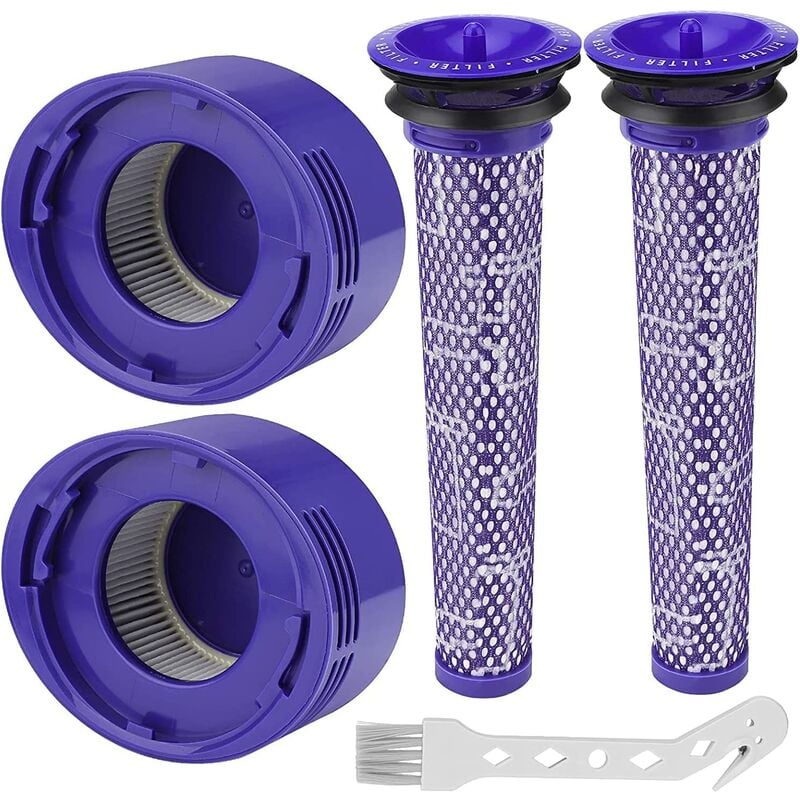 Filtr do Dyson V8/V7, Zmywalne Filtry Zamienne do Odkurzacza Dyson V7/V8 Absolute i Animal, z 2 Filtrami HEPA Post-Filtracyjnymi, 2 Filtry Wstępne