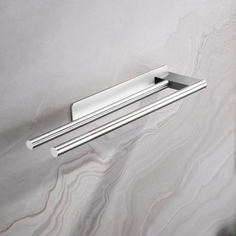 （Argent） Uchwyt na ręcznik łazienkowy ze stali nierdzewnej 304 Podwójny uchwyt na ręcznik samoprzylepny