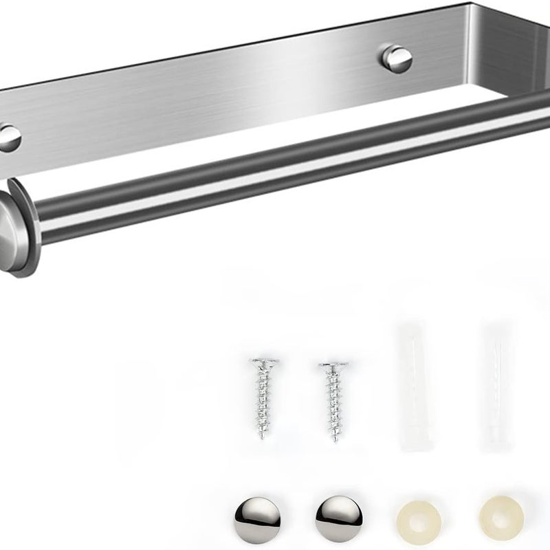 Dozownik do ręczników papierowych, ścienny uchwyt na ręczniki papierowe, dystrybutor ręczników papierowych i folii aluminiowej (srebrny)