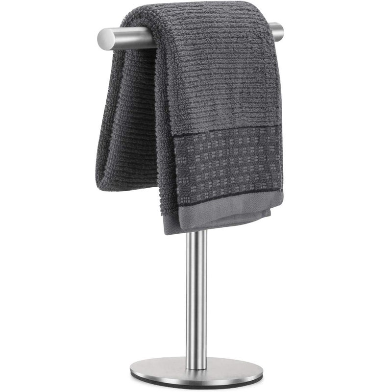 Stojak na ręczniki łazienkowe pionowy, nowoczesny, ze stali nierdzewnej, okrągła podstawa, 12*30.5*26 cm, srebrny
