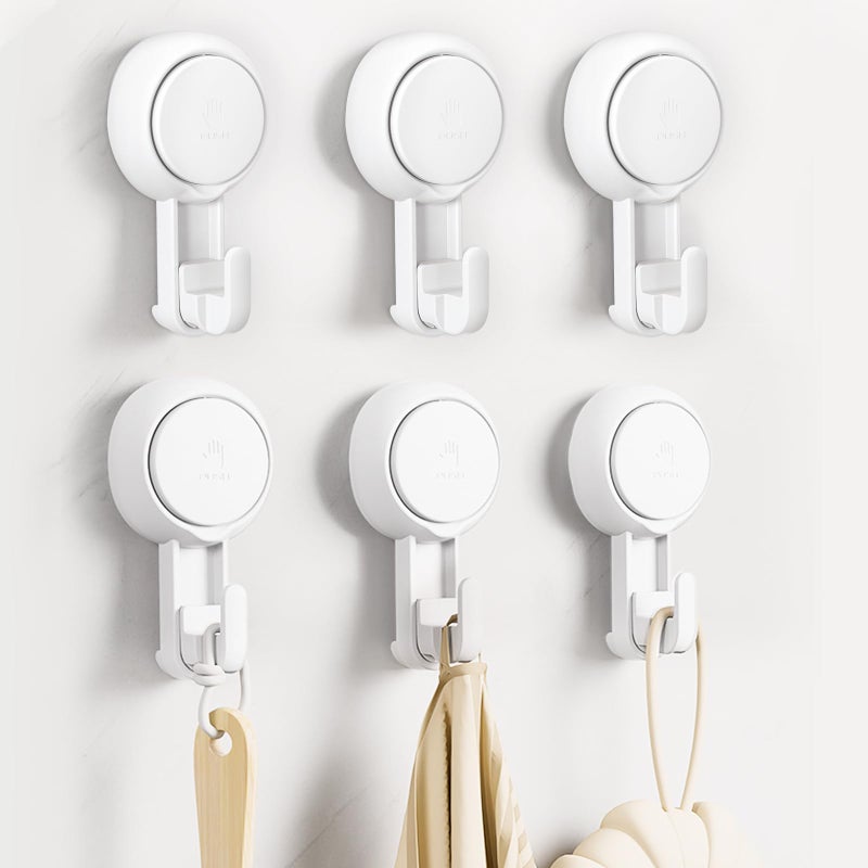 Crochet Ventouse Zestaw 6 szt. 5KG Haczyk Ścienny Plastikowy do Łazienki Mocny Chwyt Uchwyt na Ręcznik Szlafrok Kuchnia Klucze