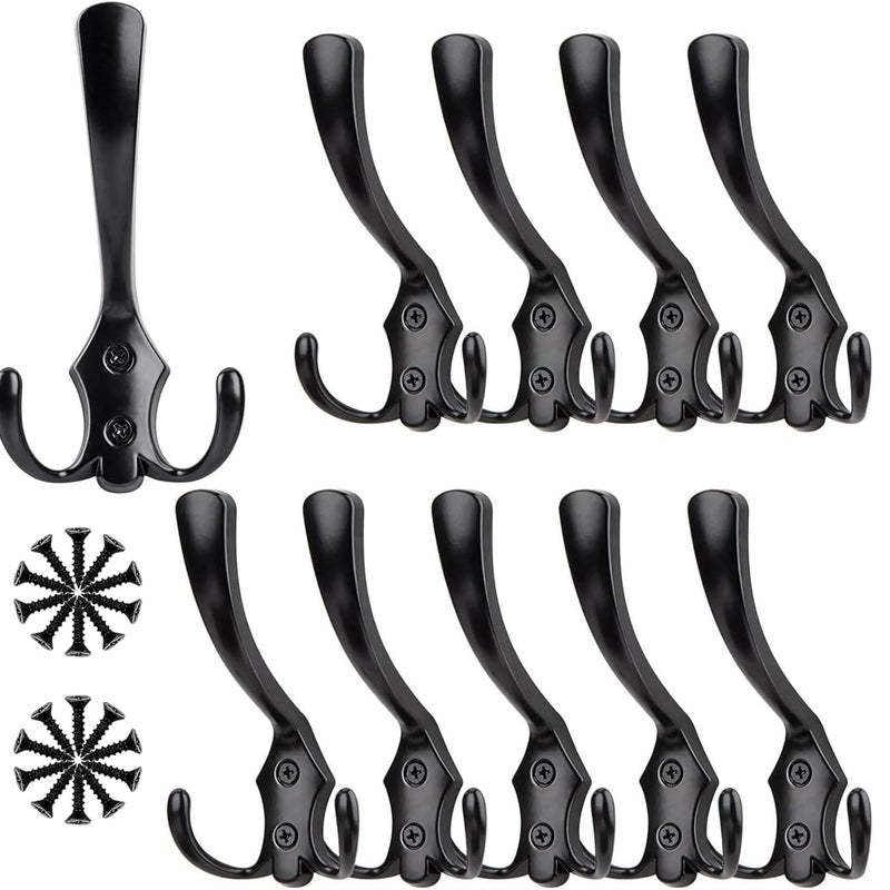 10 sztuk haczyków w stylu vintage z metalu, idealnych do zawieszenia kapeluszy lub ręczników, do łazienki, sypialni lub przymierzalni