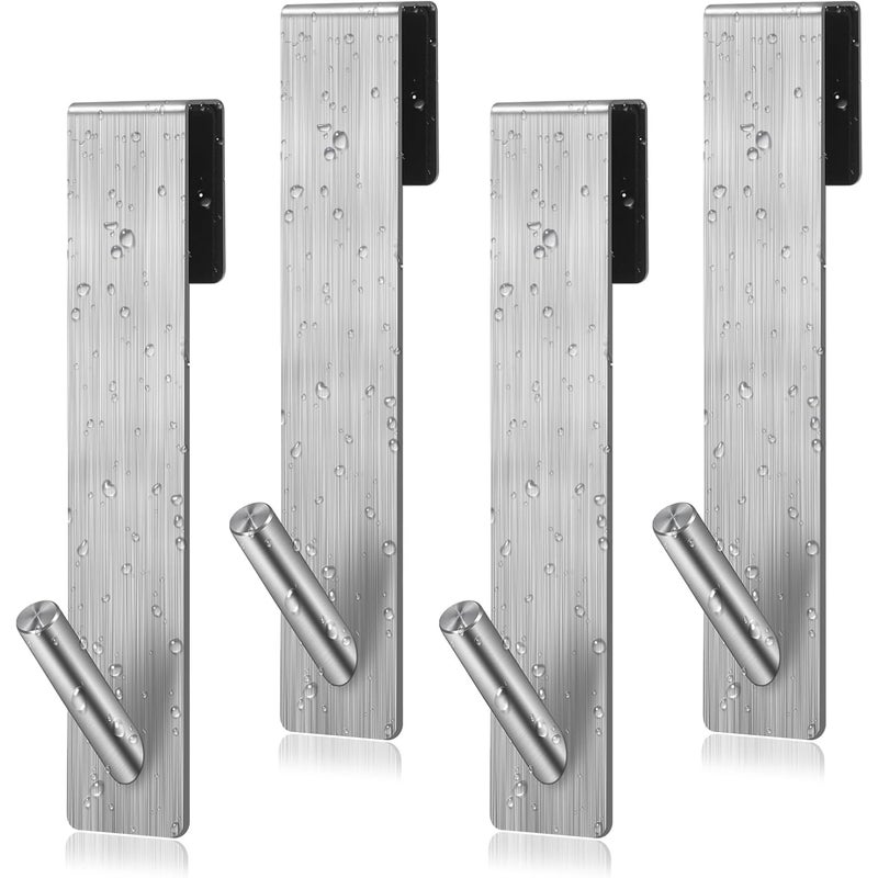 4 szt. Haczyki na drzwi prysznicowe Wieszak na ręczniki Bez wiercenia Elementy ze stali nierdzewnej do bezramowych drzwi prysznicowych