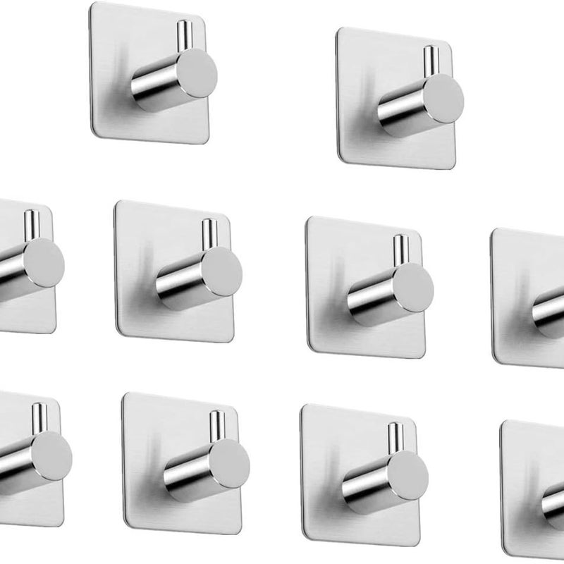 Zestaw 8 samoprzylepnych haczyków na ręczniki, haczyki na szlafrok udźwig 8 kg, szczotkowane, stalowe haczyki ścienne 3M (8 sztuk)