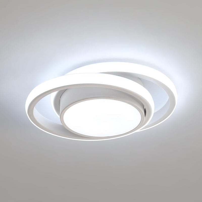 Plafon LED, Okrągła lampa sufitowa, Nowoczesna oprawa sufitowa do korytarza, sypialni, łazienki, kuchni, salonu, biała zimna, długość 32 cm