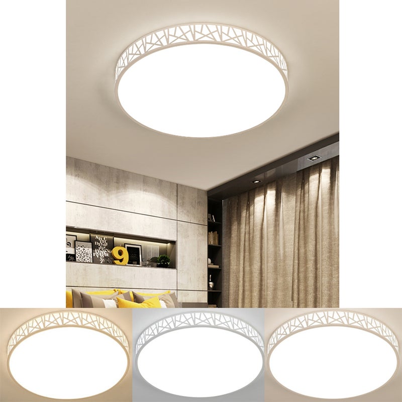 Okrągła lampa sufitowa o średnicy 40 cm z akrylowym kloszem, geometryczny design, odpowiednia do biura, salonu, inteligentna regulacja trzech kolorów
