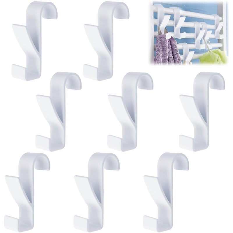Zestaw 8 haczyków do suszarki na ręczniki (białe) do grzejnika, do suszarki na ręczniki, do łazienki, do grzejnika, do szafki biurowej