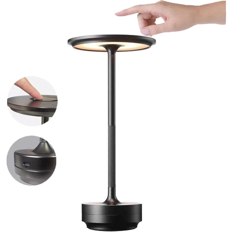 3000mAh – Lampa stołowa, lampka nocna, akumulatorowa, wodoodporna, sterowanie dotykowe, dekoracyjne oświetlenie LED do restauracji i baru, czarne