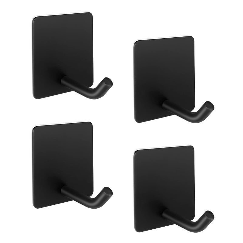 Samoprzylepny haczyk do ręczników o wysokiej wydajności, 4 SZTUKI, kwadratowy, czarny, samoprzylepny haczyk ścienny do szatni, kuchni, łazienki