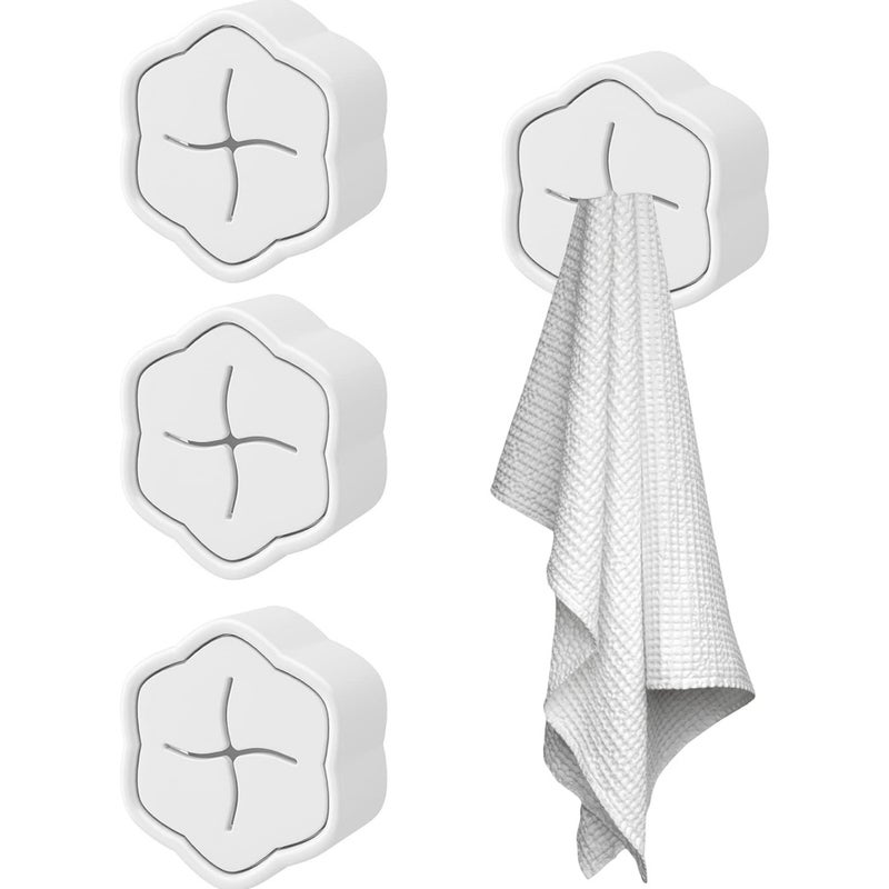 Zestaw 4 uchwytów na ściereczki/wieszaków na ręczniki bez wiercenia: haczyki ABS, prosty i elegancki design (do kuchni)