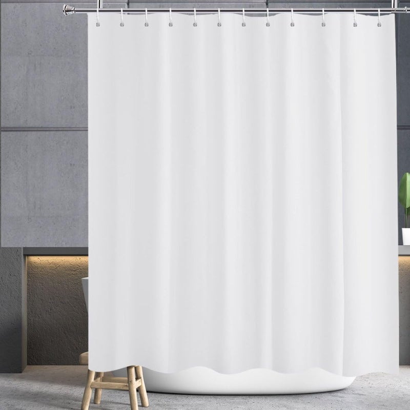 Zasłona prysznicowa 120x200 biała, wodoodporna, antypleśniowa, z przelotkami, szerokość 120 x wysokość 200 cm