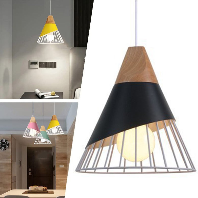 Lampa sufitowa retro, industrialna lampa sufitowa z czarnego metalu, klosz w kształcie klatki, lampa wisząca retro bez źródła światła, do jadalni, kuc