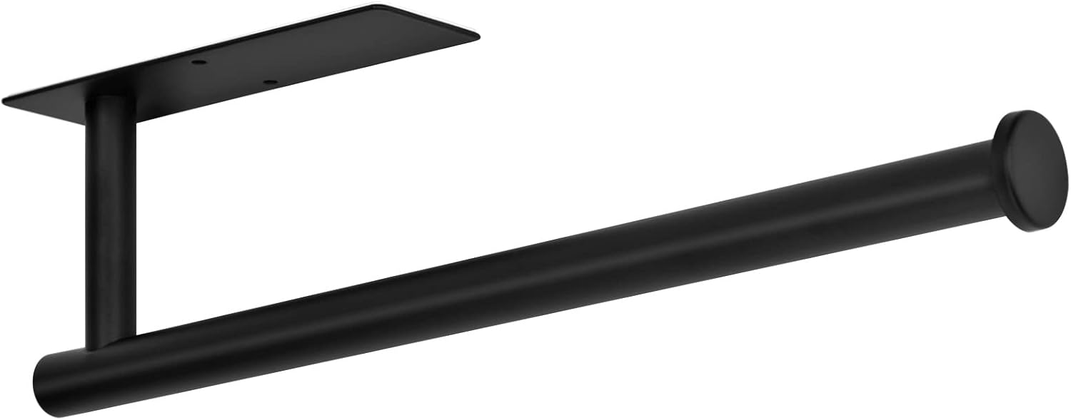 Uchwyt na ręcznik papierowy do montażu na ścianie ze stali nierdzewnej Bez wiercenia Samoprzylepny Praktyczny Pod szafką Do kuchni i łazienki Czarny