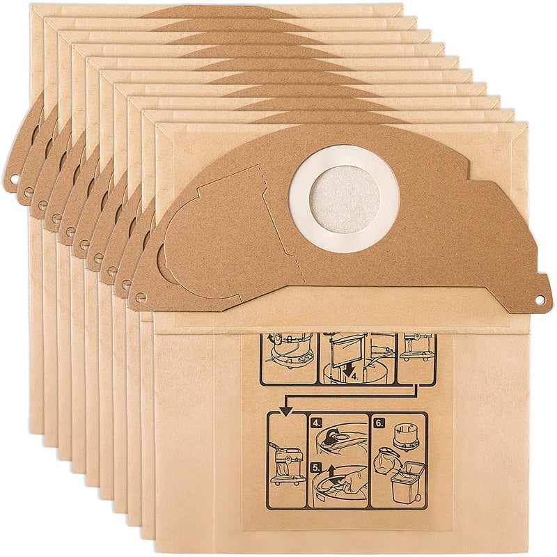 10 worków filtrujących zamiennych do odkurzacza Karcher WD2 MV2 6.904-322.0 WD2250 A2004 A2054