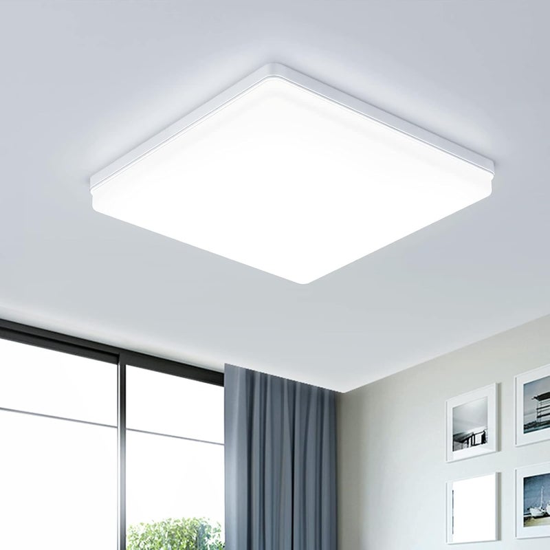 Kwadratowa lampa sufitowa LED 48W, Oprawa sufitowa 4800LM, Oświetlenie wewnętrzne 6500K, Nowoczesna lampa do łazienki, salonu, sypialni, 30CM