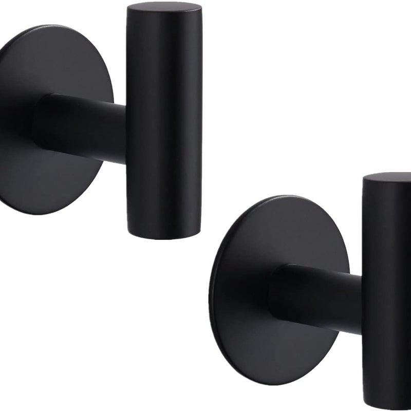 2 sztuki Samoprzylepny Haczyk Ścienny Łazienka Stal Nierdzewna 304 Czarny - Wieszak na Ręczniki Bez Wiercenia Kuchnia Toaleta Garaż