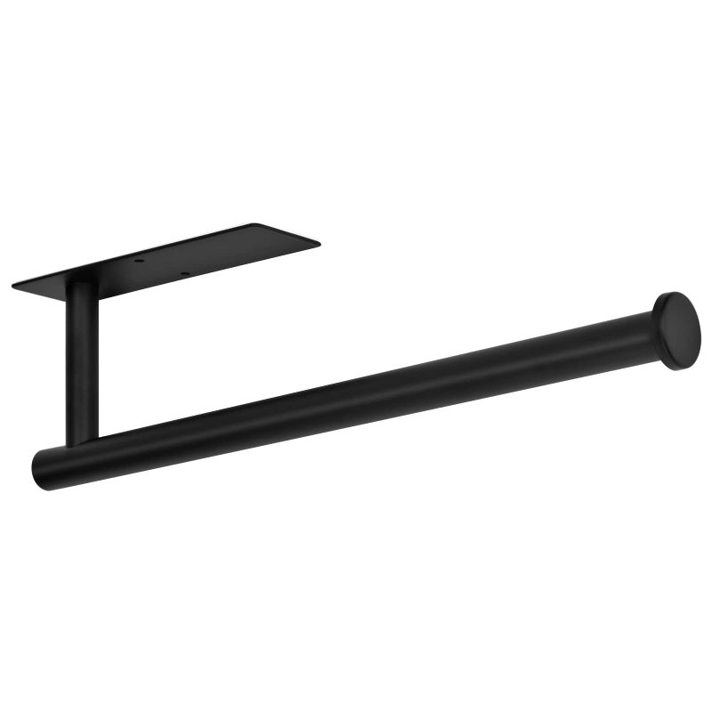 Uchwyt na ręcznik papierowy do montażu ściennego ze stali nierdzewnej Bez wiercenia Samoprzylepny Praktyczny Pod szafką Do kuchni i łazienki Czarny