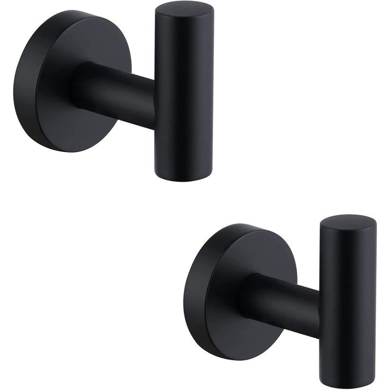 (Czarny) Zestaw 2 haczyków na ręczniki, haczyki ścienne ze stali nierdzewnej do łazienki, haczyki na ręczniki do kuchni, salonu i biura