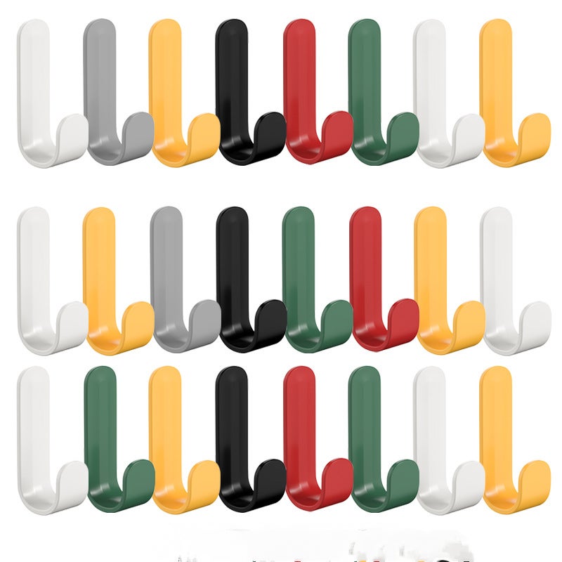 24 sztuki Kolorowe haczyki samoprzylepne 56 x 16 mm, wieszak ścienny bez wiercenia, odpowiedni do kuchni, sypialni