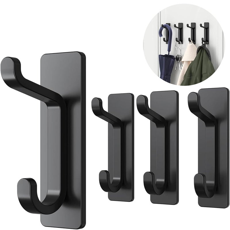 Zestaw 4 samoprzylepnych haczyków ściennych, wieszak na ręczniki łazienkowe, wieszak na ściereczki kuchenne, samoprzylepny wieszak na ubrania, montaż