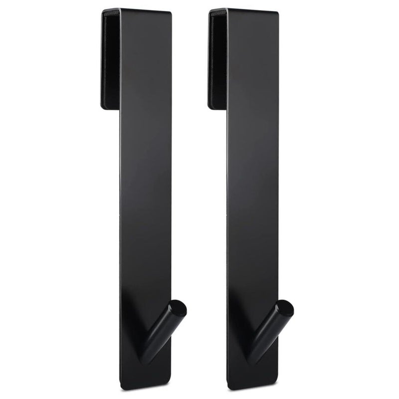 Przedłużone haki drzwiowe (18 cm) do bezramowych szklanych drzwi prysznicowych, wieszaki na ręczniki, zestaw 2 szt., czarne