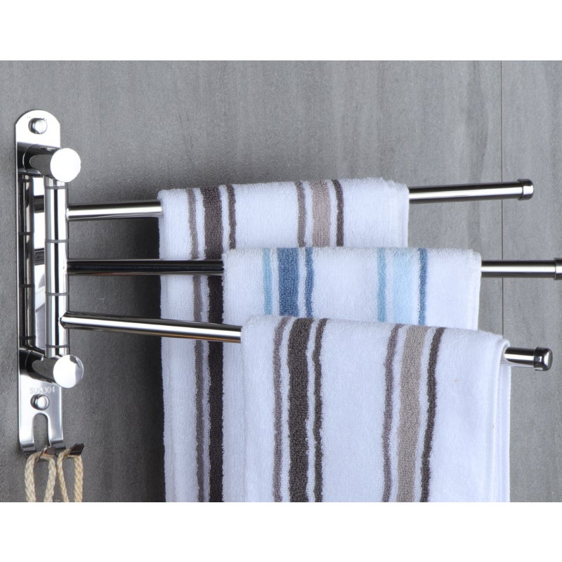 Wieszak na ręczniki łazienkowy z 3 obrotowymi o 180° ramionami, suszarka do ręczników, ścienny uchwyt na ręczniki
