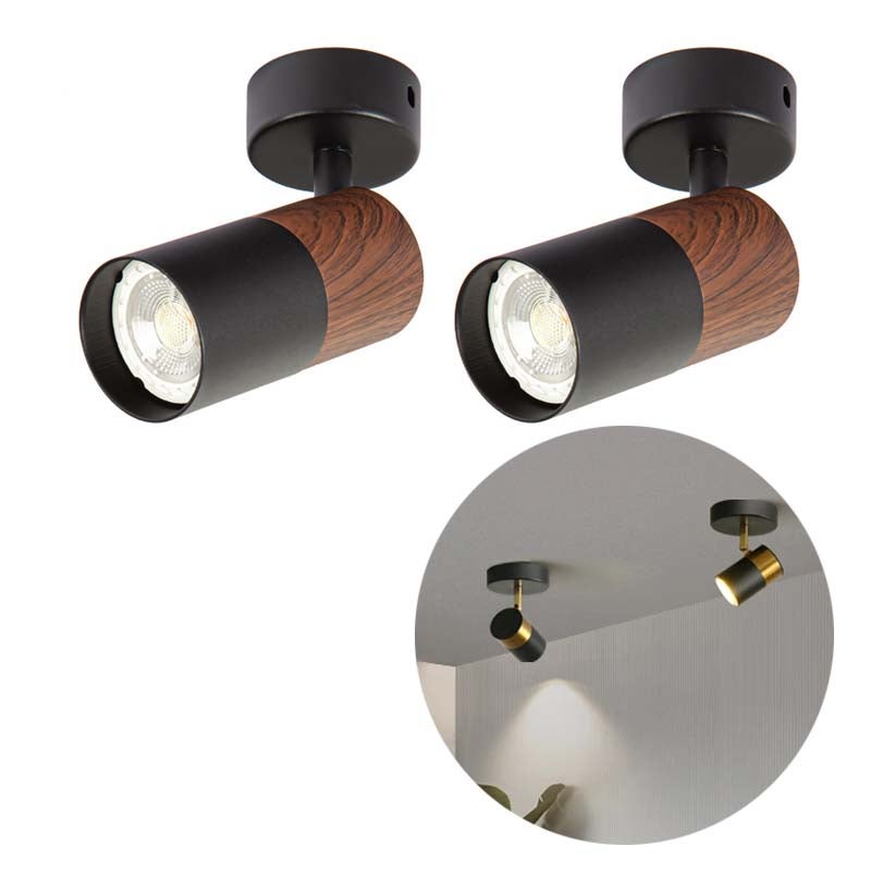 2 reflektory LED obrotowe w nowoczesnym stylu, plafon sufitowy GU10 wymienny, montaż natynkowy do salonu, garderoby lub korytarza, bez żarówek