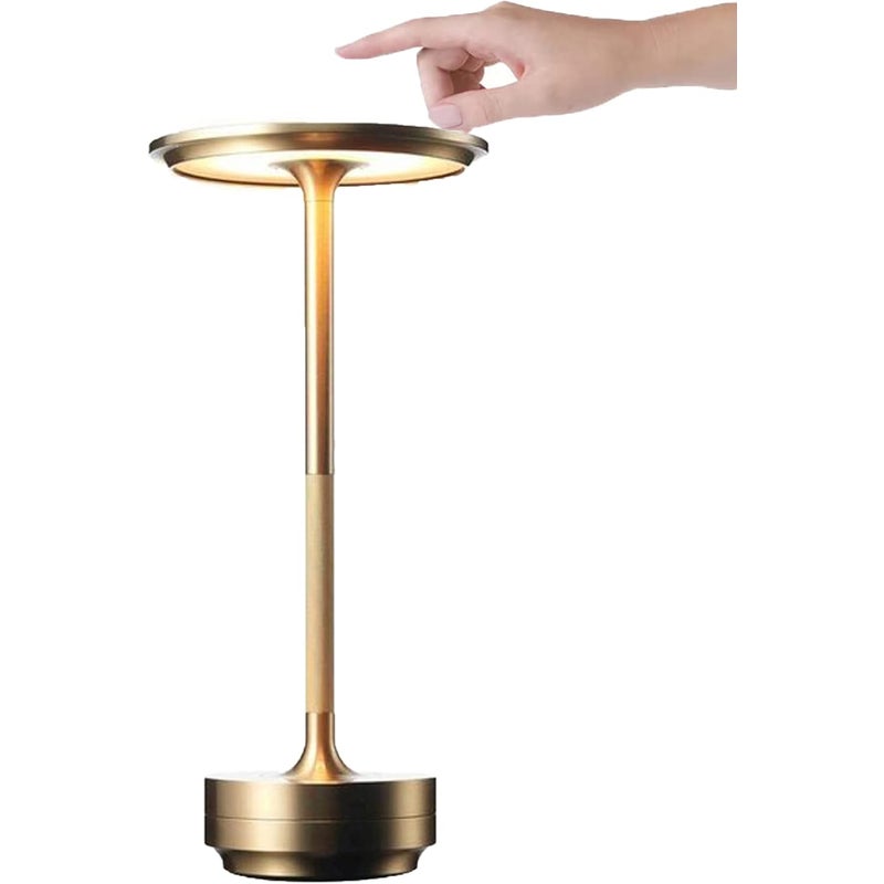 3000mAh – Lampa stołowa, lampka nocna, akumulatorowa, wodoodporna, sterowanie dotykowe, dekoracyjne oświetlenie LED do restauracji, baru, kolor złoty