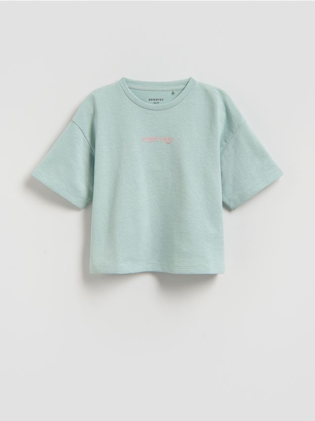 Reserved - Luźny t-shirt z nadrukiem - jasnozielony