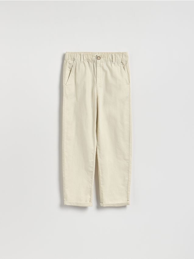 Reserved - Spodnie chino z lnem - złamana biel