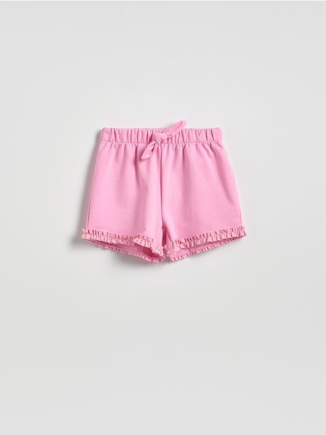 Reserved - Szorty z falbanką - różowy