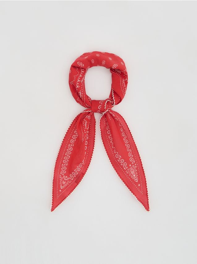 Reserved - Bawełniana apaszka - czerwony