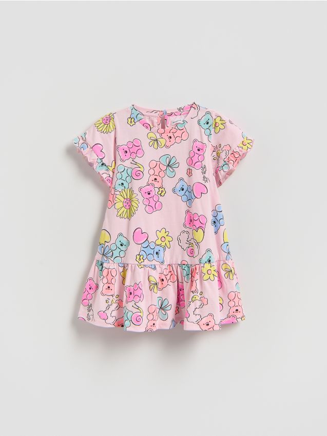 Reserved - Wzorzysta sukienka - pastelowy róż