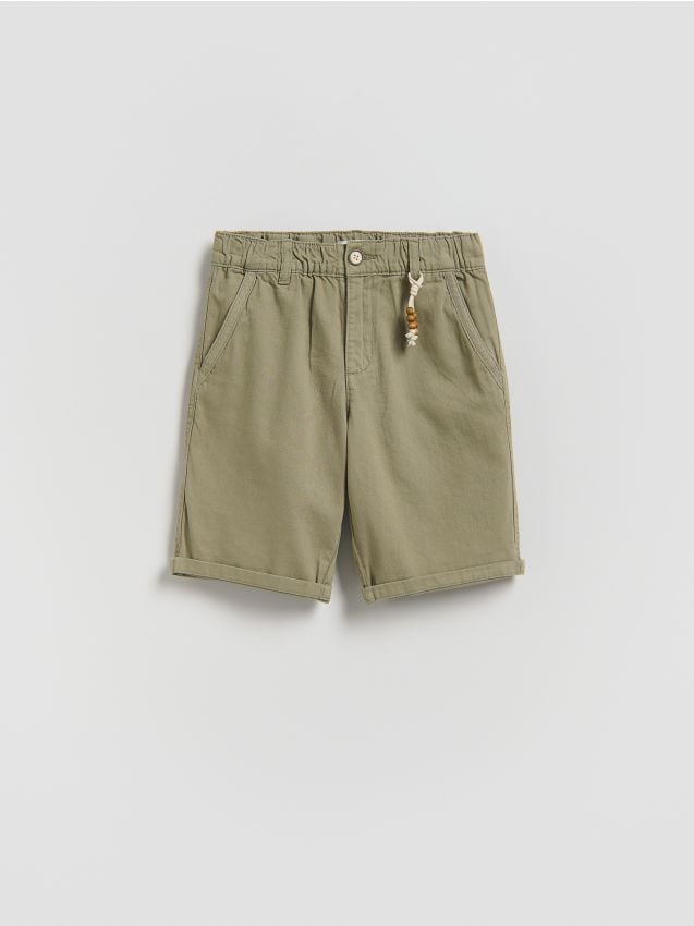 Reserved - Bawełniane szorty - oliwkowy